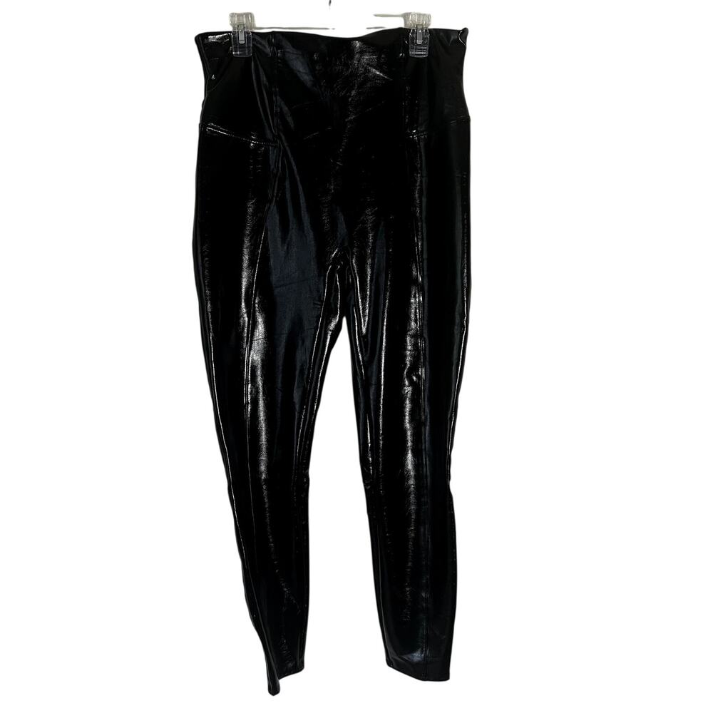 SPANX Leggings Size 1X Plus NWOT Black Faux Patent Leather Shaping Slimming